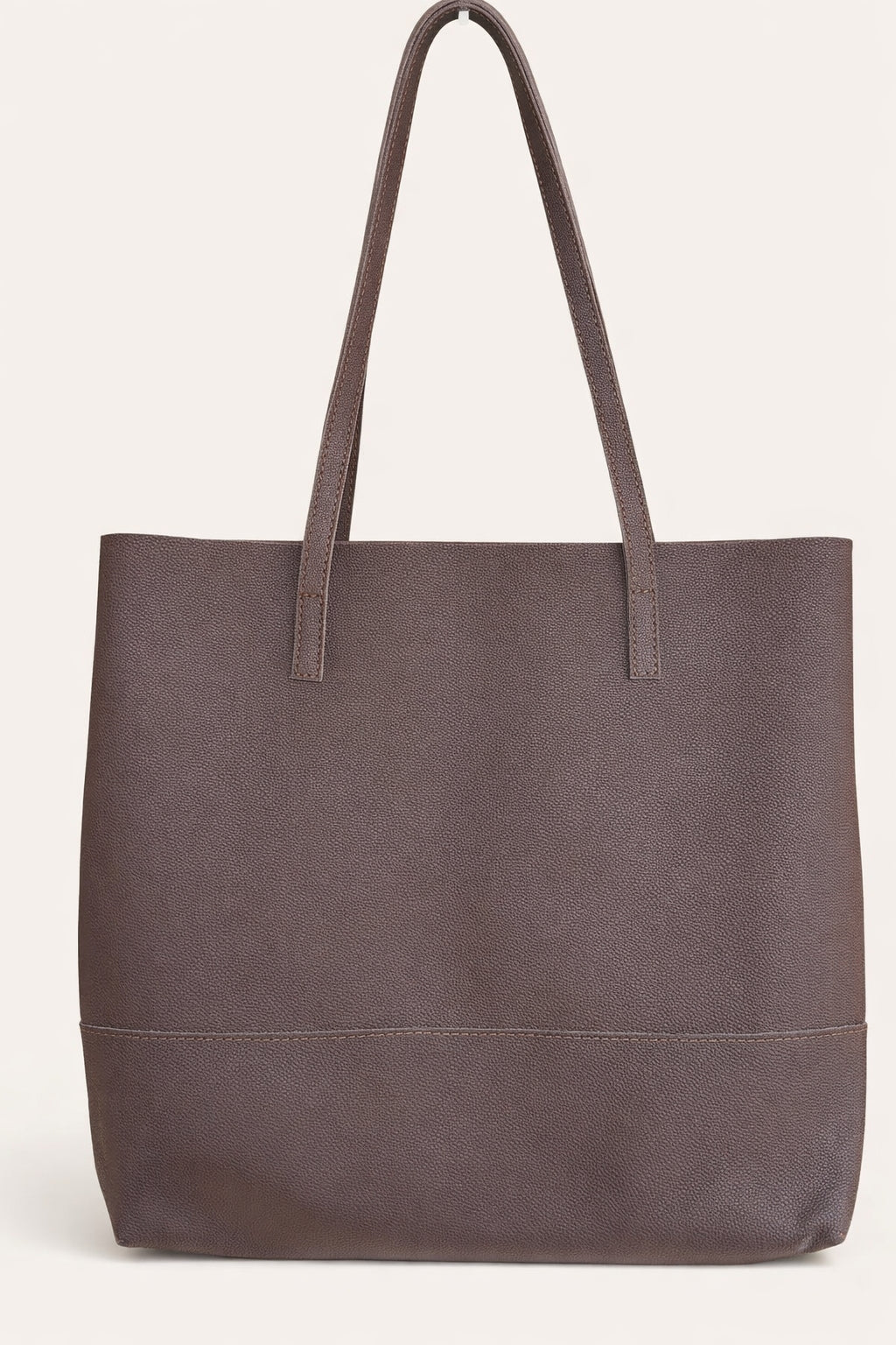 Earth Tote Bag – Handmade Brown Ethiopian Leather, Scandinavian Design – Front View – Qoda
